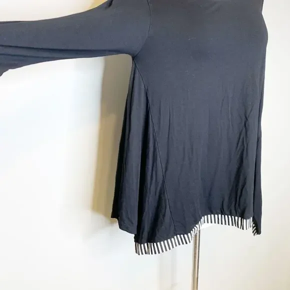 Alembika S Small Black Trapeze Top Flowy Tunic Blouse Lightweight Dressy Casual - Picture 3 of 7